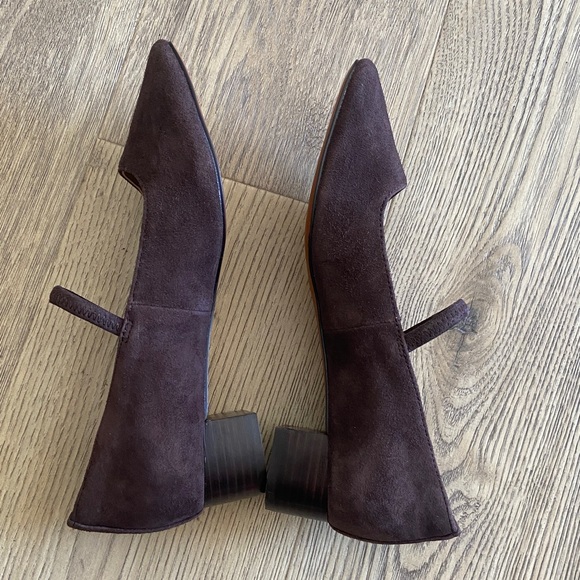 Madewell The Greta Pump Dark Brown Suede Mary Jane Block Heels Womens Size 8 New - Picture 6 of 9